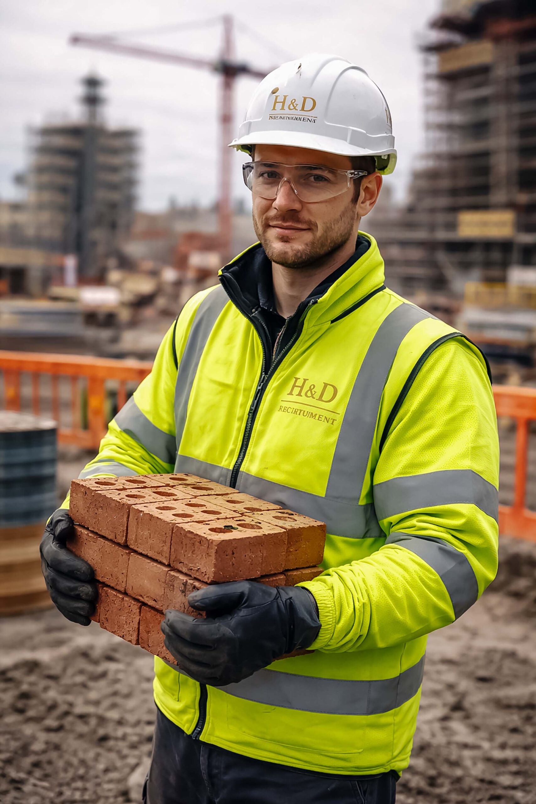Construction site team briefing and safety checks