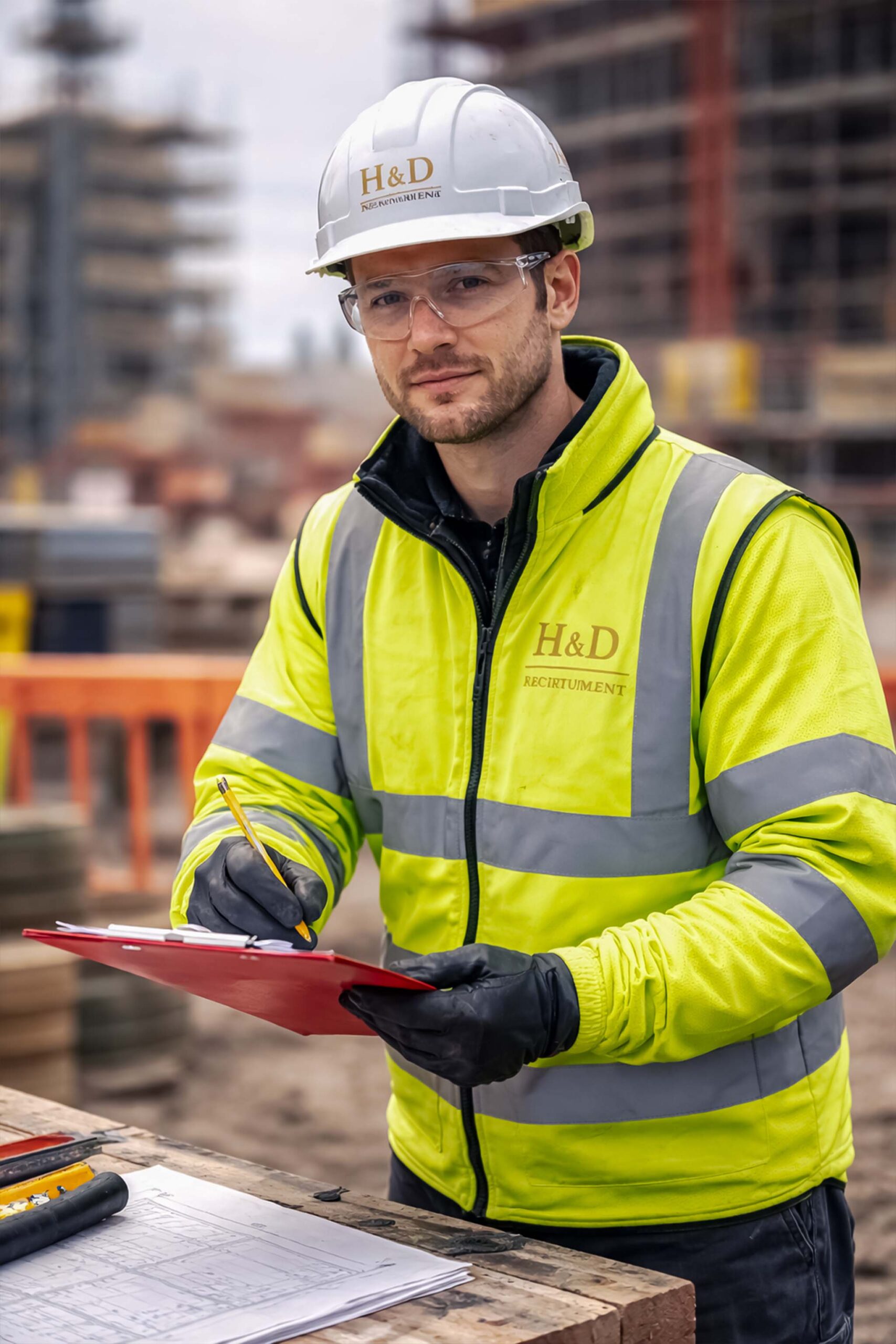 Skilled trades working on a UK construction project