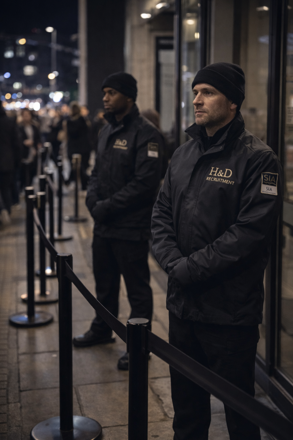 SIA door supervisors managing safe entry and access control at a UK venue